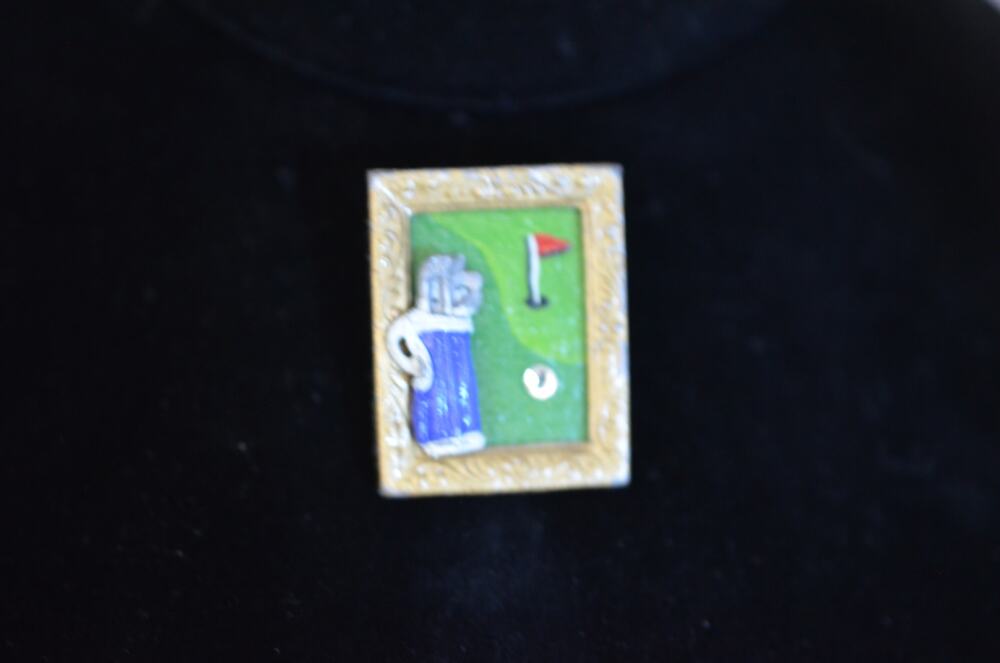 Vintage Artist Nancy Mier Handcrafted Golf Themed Brooch Pin